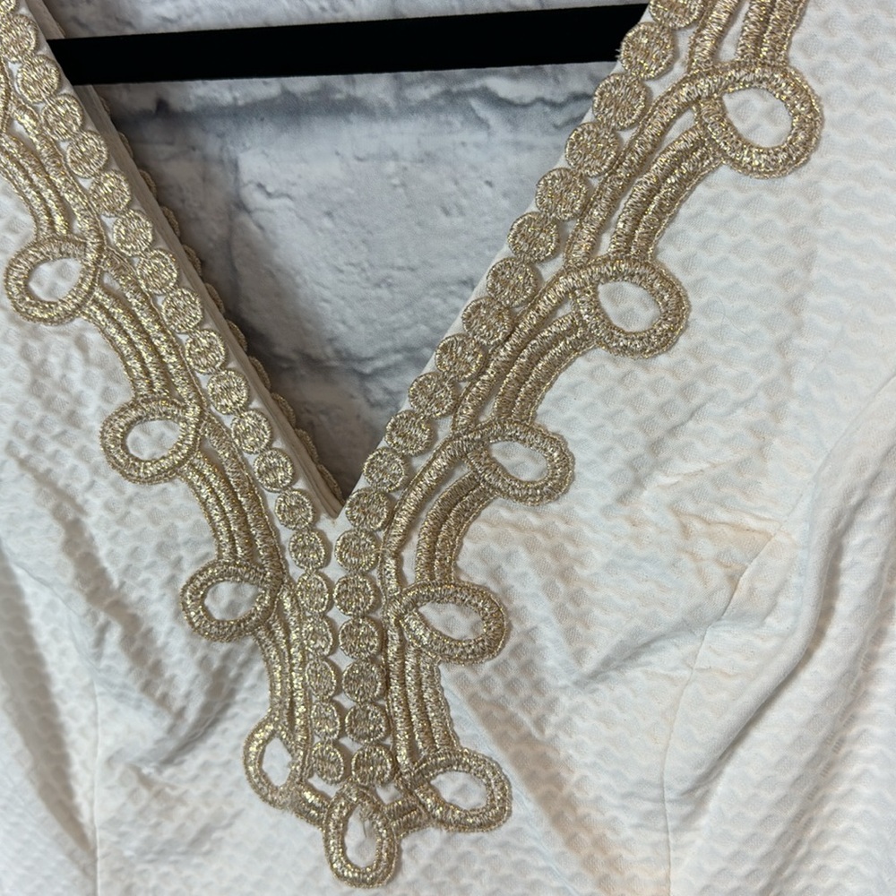 Lilly Pulitzer🦩 Bentley shift dress in white and gold - Picture 3 of 6